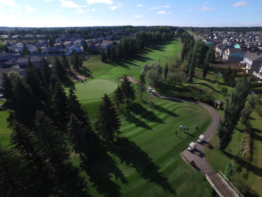 tree lined fairway and well manicured golf greens at The Links at Spruce Grove